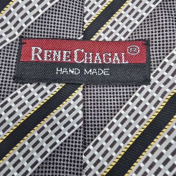 Rene Chagal Multicolor Fine Geometric Men's Tie, Vintage 57 x 4 In Necktie - Picture 4 of 6